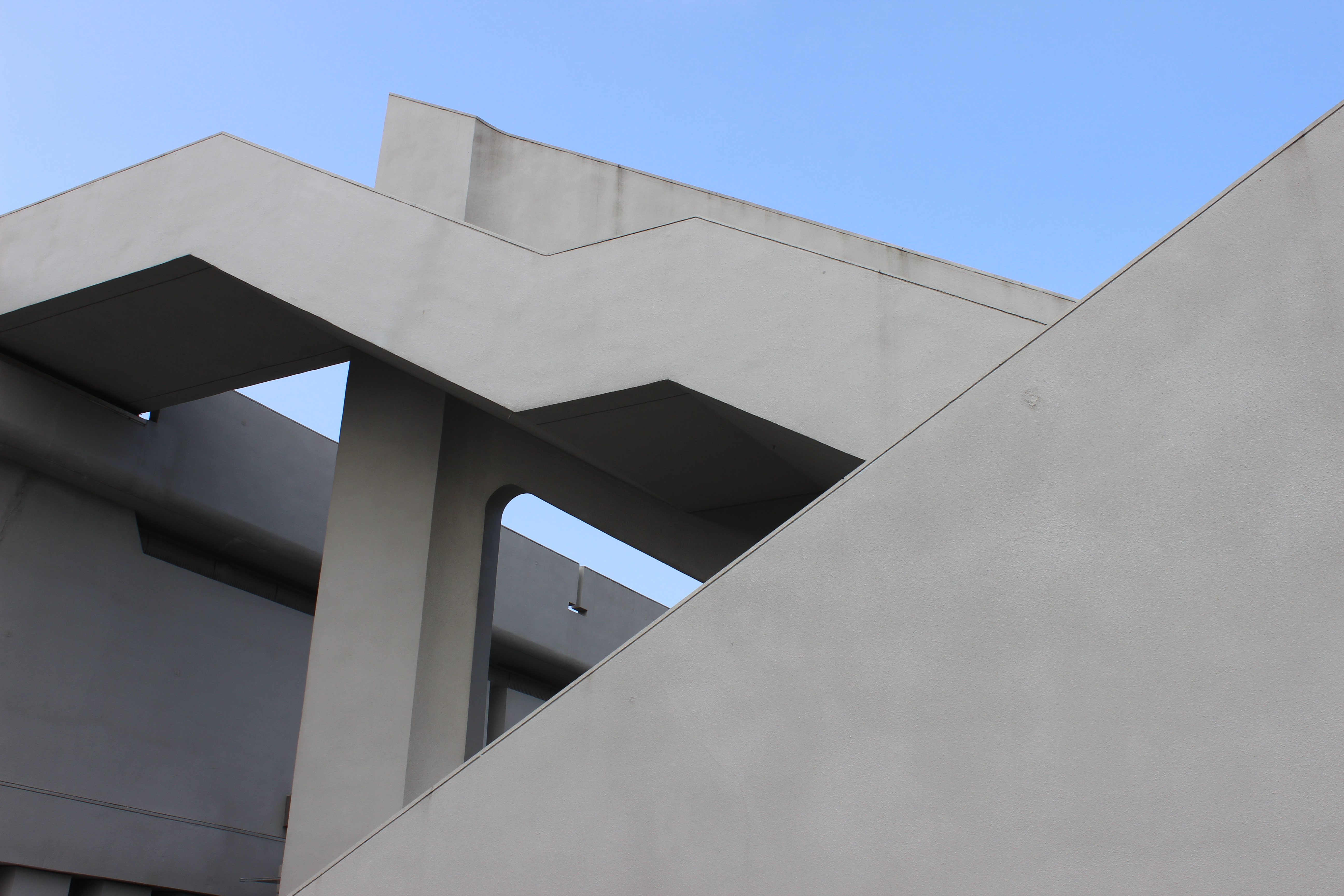 Brutalist concrete facade detail